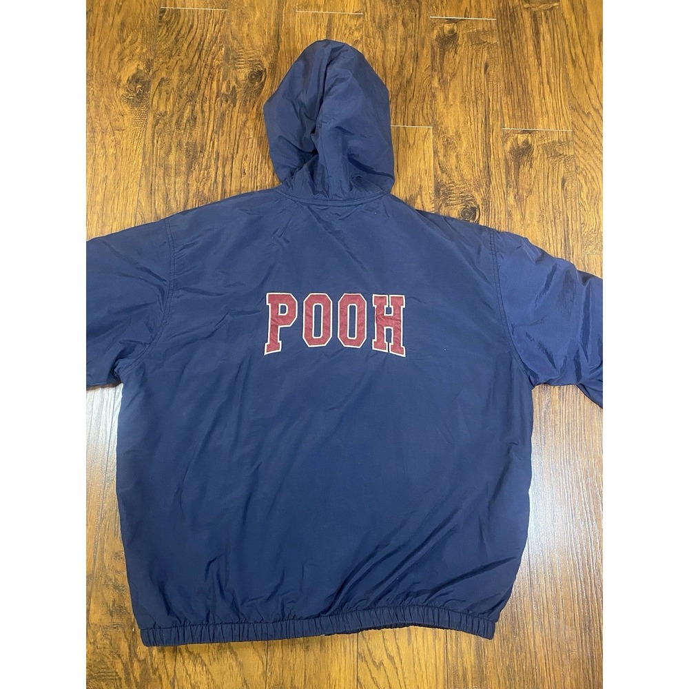 Vintage Disney Catalog Winnie the Pooh Hooded Windbreaker Jacket Navy Blue Large